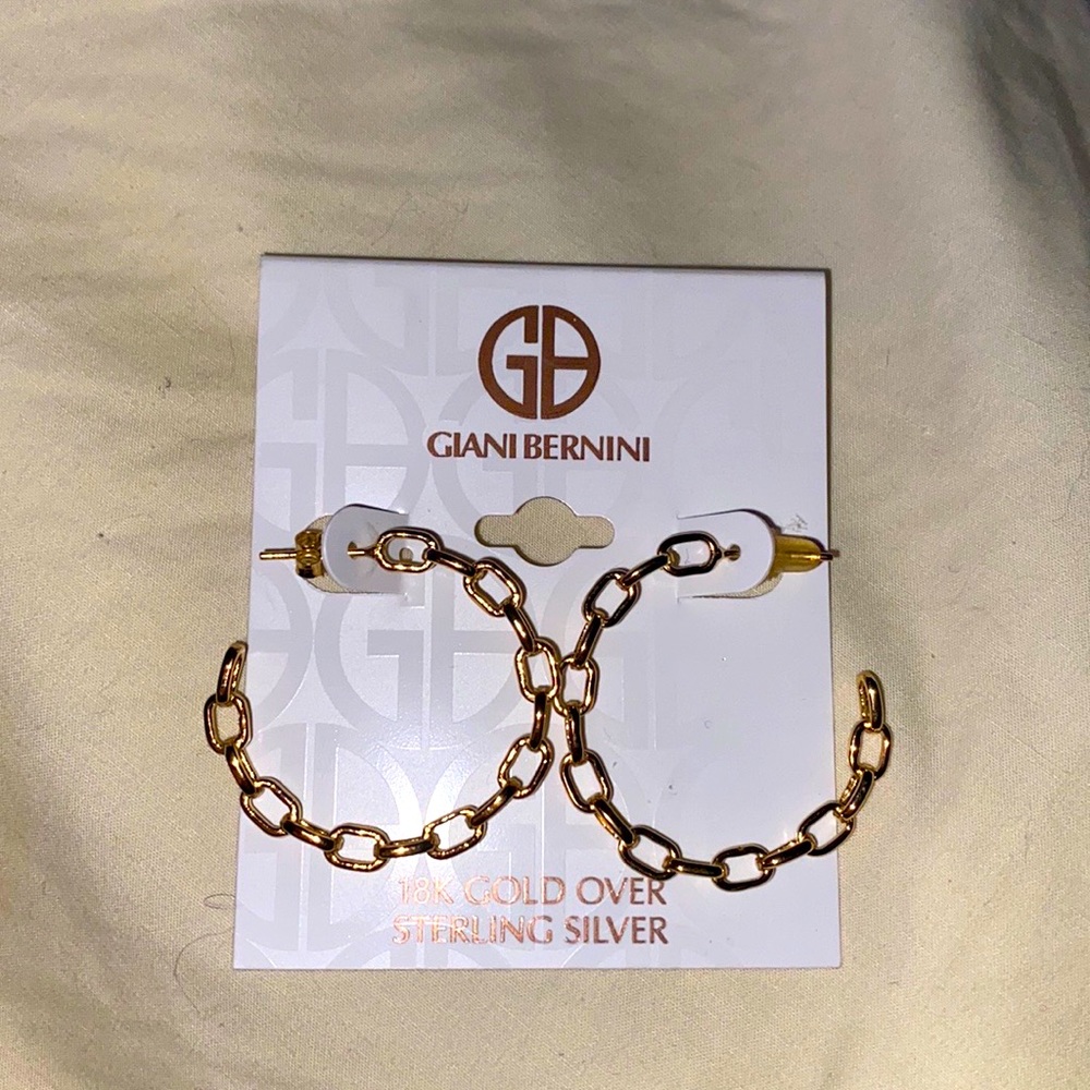 Giani Bernini Chain Link Hoop earrings 18k gold over sterling silver.